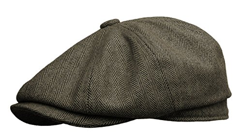 Rooster Herringbone Wool Tweed Newsboy Gatsby Ivy Cap Golf Cabbie Driving Hat