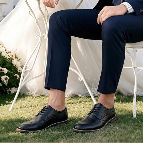 Image of Men Dress Shoes Formal Lace Up Latex Insole Oxford Business Wedding Leather Derby Shoe