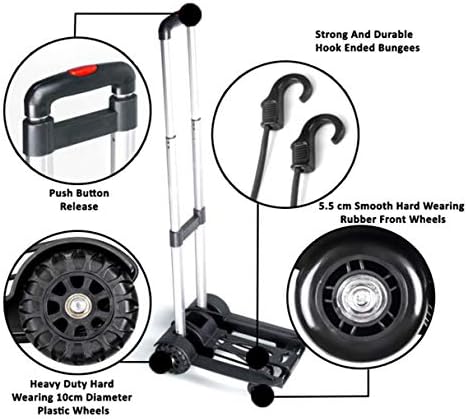 Acclaim Heavy Duty 4 Wheel Solid Construction Bowls Bowling Fold Flat Telescopic 97cm 38 Handle Black Silver Metal Plastic Trolley