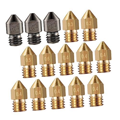 JECOMPRIS 15pcs Printer Extruder Nozzles Hardened Steel Brass Nozzle for Printer Accessories Tool Kits
