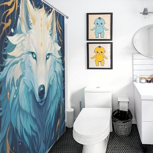 Rideau de douche loup en tissu imperméable 183x183 cm - 3