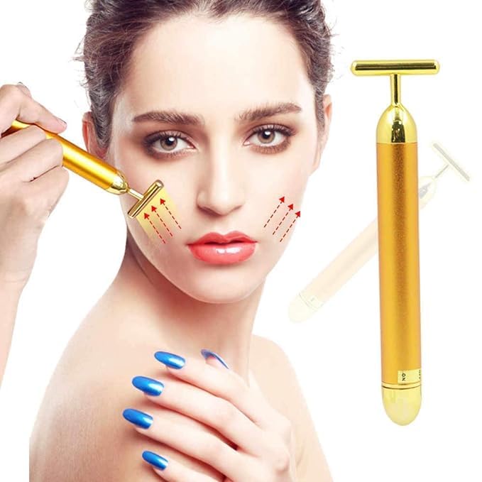 IDEALIMPACT Gold Energy Beauty Electric Vibration Facial Massage Roller Waterproof Face Skin Care Shaped Anti Wrinkle Massager for Forehead Cheek Neck Clavicle Arm Leg. (Gold) (B0D9B768H3) Amazon Price History, Amazon Price Tracker