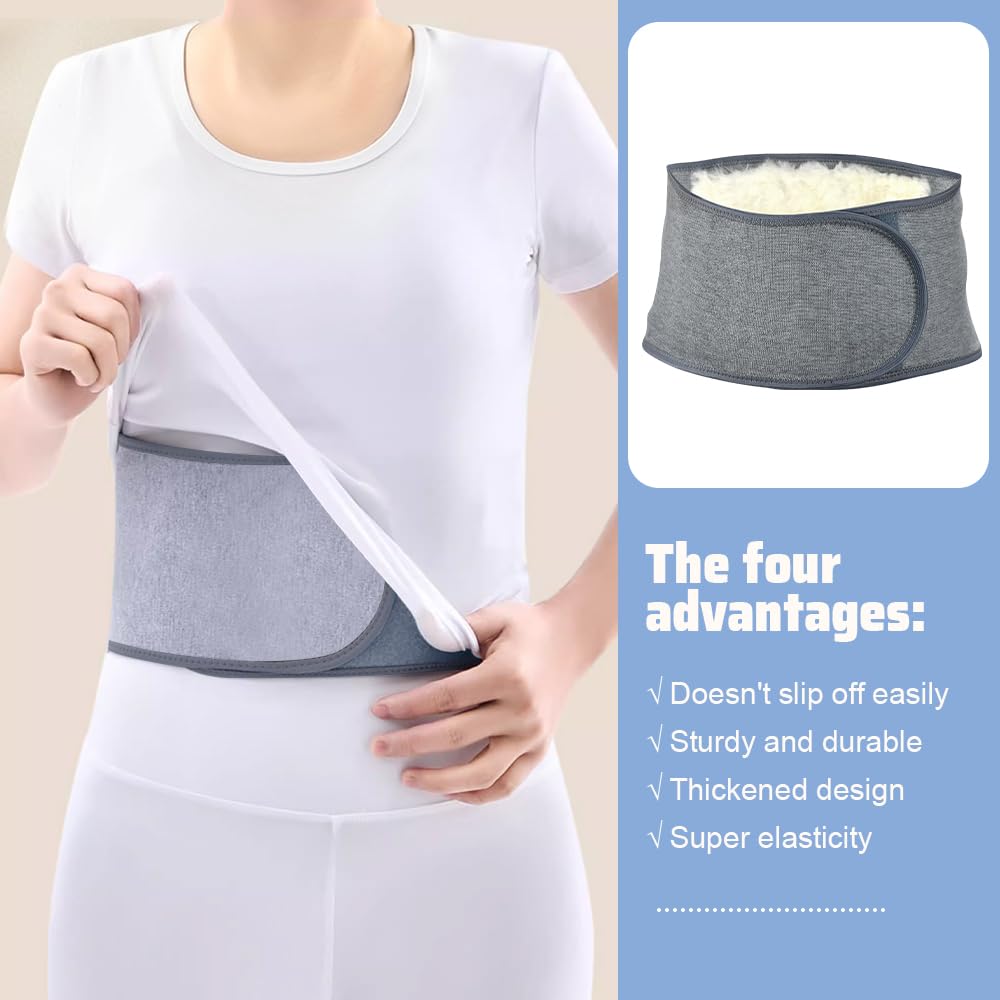 NAROSEBE Unisex Calentador de Cintura Faja Lumbar Calentador de Cintura de Cachemira Cinturón Lumbar Mujer Cinturón Invierno Calentado de Lana Cinturón de Punto (Gris (con terciopelo))