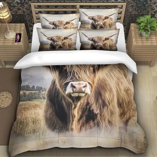 Housse de couette microfibre hypoallergique 260x220 à motif 3D