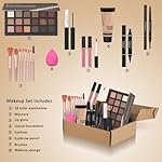 All in One Makeup Kit For Women Girls Teens Makeup set 16 Colors Eyeshadow Palette Foundation Eyeliner Contouring Stick Lip Gloss Eyebrow Mascara Makeup Brushes Makeup Gift Sets - Image 3
