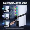 Ventiladores de enfriamiento para PS5 Pro/Slim, 3 velocidades ajustables con luz LED, sistema de enfriamiento silencioso y eficiente, puerto USB 3.0 para consola PlayStation5 Pro/Slim versión disco/digital - Negro y blanco 6