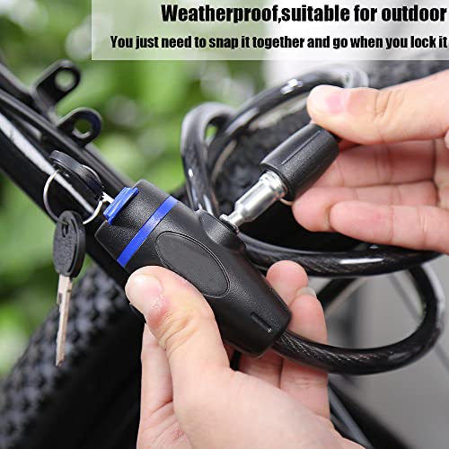 Bike Cable Lock With Key, Weatherproof Heavy Duty Bicycle Lock,Outdoor Anti-Theft Bicycle Lock With Included Mounting Bracket,4Ft Self Coiling 12Mm Braided Steel Cable,For Bicycles,Scooters,Gates #TOP5
