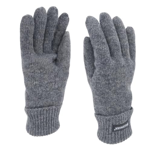 Image of BRUCERIVER Men's Pure Wool Knitted Gloves | Insulated Fleece Lining
