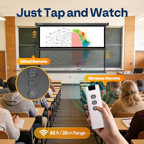 image for VIVOHOME Motorized Projector Screen with Remote, 16:9 84 Inch Auto Ele
