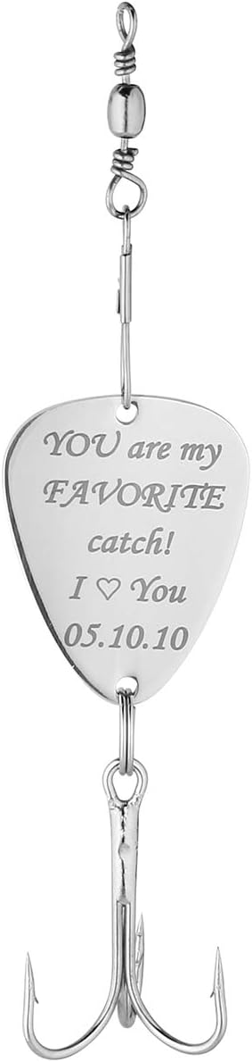 MogokoPersonalized Stainless Steel Fishing Lure, Custom Name/Date/Phrase Engraved Fishing Hook for Men Gifts