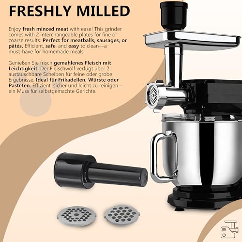 Retoo Küchenmaschine 3 in 1 1500W Large Stainless Steel Bowl 6L Meat Grinder Kneading Machine Multifunctional 6 speed settings 3 Mixing Tools Includes Splash Guard Lid Dough Hook and Whisk Versatile 5 Retoo Küchenmaschine 3 in 1 1500W Large Stainless Steel Bowl 6L Meat Grinder Kneading Machine Multifunctional 6 speed settings 3 Mixing Tools Includes Splash Guard Lid Dough Hook and Whisk Versatile