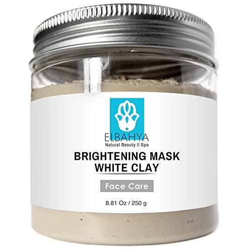 Elbahya White Clay Organic Brightening Facial Mask, 250g/8.8 Fl. Oz. - Clay Deep Pore Cleansing Pull Toxins Out of the Skin, Improves Skin Complexion, Safe for Use on Dry and Delicate Skin