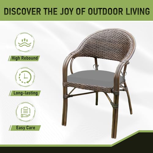 Image of Basic Beyond Outdoor Chair Cushions Set of 4, Outdoor Cushions for Patio Furniture, Water Resistant Patio Chair Cushions with 2 Ties, 17x16x2, Light Grey