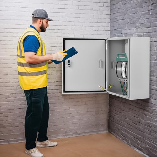 Steel Electrical Junction Box, 20 x 16 x 8 Waterproof & Dustproof Electrical Enclosure, Outdoor & Indoor Universal Project Box with Lock & Mounting Plate