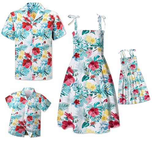 Image of SANGTREE Family Matching Hawaiian Outfits , Casual Beach Travel Clothes ,Vacation Clothing Set for Women & Men & Girls & Boys