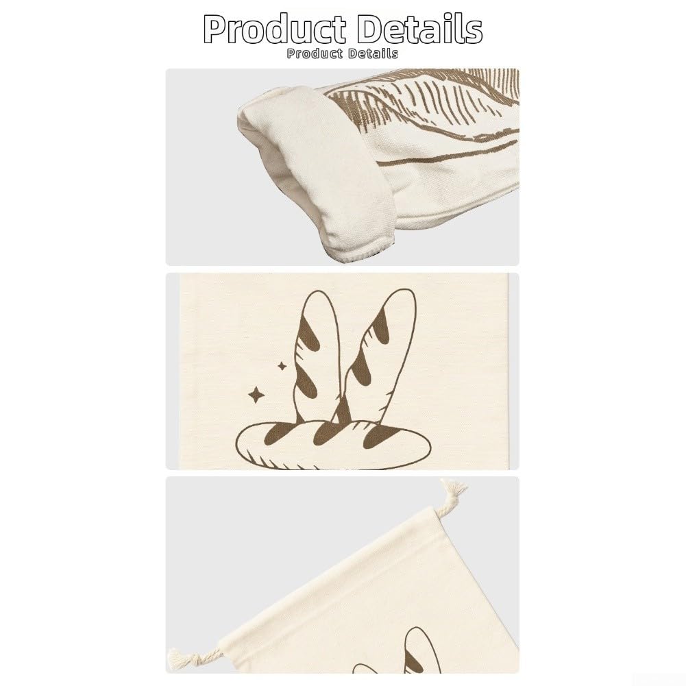 Natürliches Leinen Brotbeutel Set Waschbar Staubdicht | Atmungsaktives Leinen, hält Brot frisch, verhindert , 30x40cm Größe, umweltfreundlich