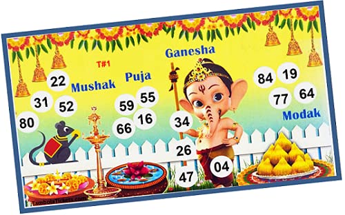 Ganesh Theme Bingo Housie tambola Tickets (Printed on Hard Sheet, Big Size Tickets, 64 Cards) (B099S2K6MS) Amazon Price History, Amazon Price Tracker