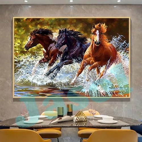 Image of Jasol Diamond Painting Kit, 40x30 Cms, Full Drill, 5D Crystals, Home Wall Decor Gift Set (Horse J40017)