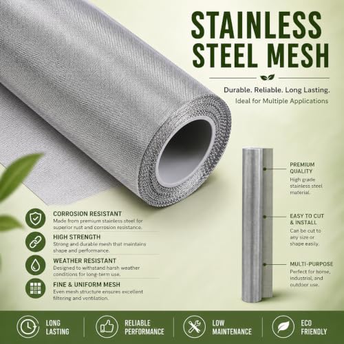 Image of Steel Mosquito Window and Door Furniture Mesh, Anti-Rust, Silver (3.5x5 feet)