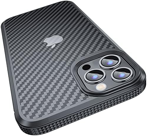 Auleegei Designed for iPhone 13 Pro Case, [Military Grade Drop Tested] Slim Thin Shockproof Phone Case Translucent Anti-Scratch Carbon Fiber Hard PC Back and Soft TPU Bumper Edge, 6.1 inch, Back