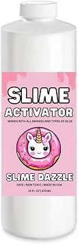 SlimeDazzle Slime Activator Solution 16 OZ Ready to Use Easy to Use Works Fast with All Glue Types Safe Non Toxic Makes Smooth, Stretchy Slime Slime Making Supply - Made in USA