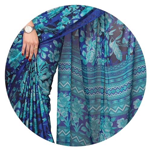 Image of MIRCHI FASHION Saree for Woman Chiffon Floral Printed | Lightweight All-Day Comfortable Women's Sari with Unstitched Blouse Piece (Available in 30 Colors)