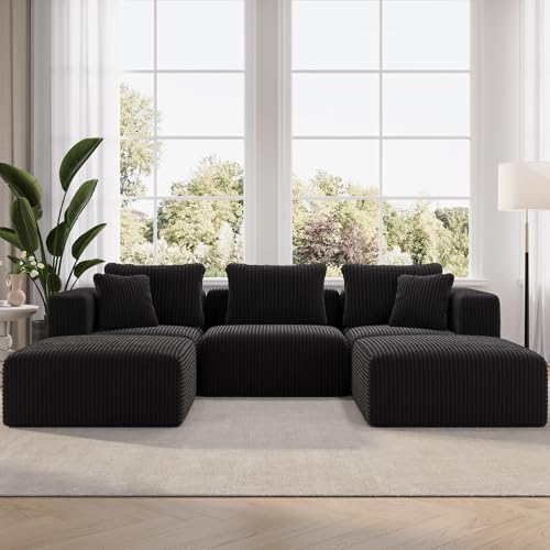 Novilla 106" Modular Sectional Sofa, Modern Cloud Sectional Couch with Smarts Coil Support, U-Shape Boneless Couch for Living Room Apartments Bedroom, No Assembly Required (3 Seater + 2 Ottoman)