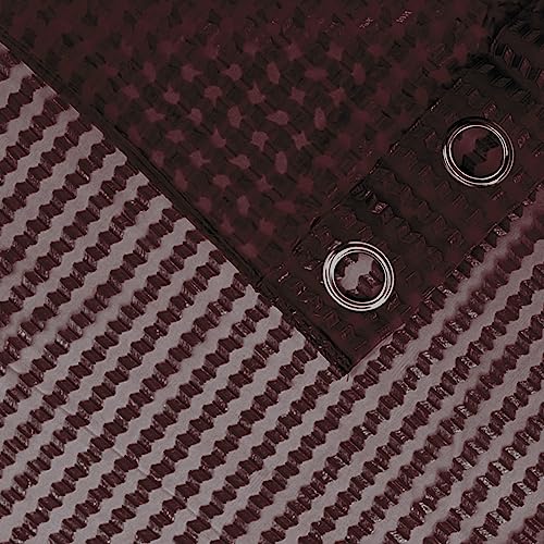 Image of Polyester Transparent Zig-Zag Net Sheer Curtains for Door Balcony Home Decoration, 10 feet Long, Brown, Set of 2