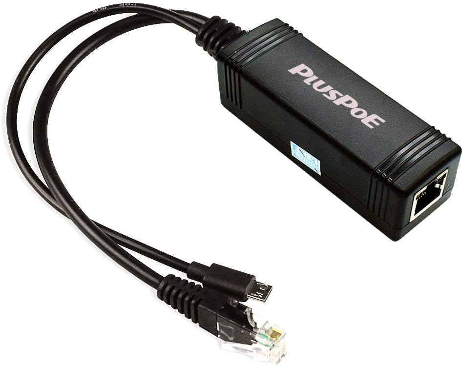 PLUSPOE IEEE 802.3af Micro USB Active PoE Splitter Adapter Power Over Ethernet 48V to 5V 2A for Tablets, Dropcam or Raspberry Pi