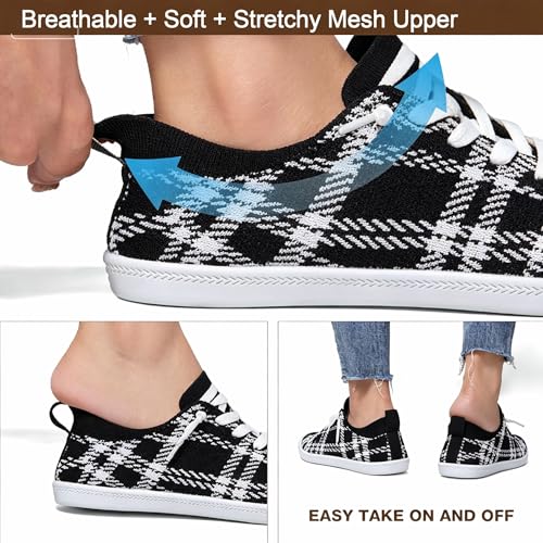 Image of Women's Barefoot Slip-On Sneakers, Slightly Roomy Toe Box, Arch Support Breathable Mesh Walking Loafers with No-Tie Elastic Laces, Non-Slip for All-Day Wear | Size Up Half Size for Wide Feet & High Instep
