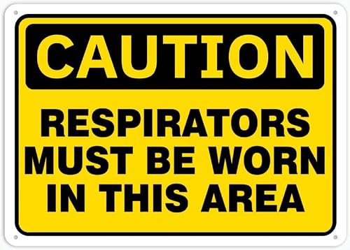 Xewazd A2158 Caution Ppe Safety Sign Respirators Must Be Worn In This Area 8"X12" Rust-Resistant Aluminum Sign - Indoor & Outdoor Use For Fence & Yard