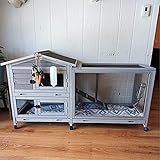 Rabbit Cage Indoor 62' Outdoor Rabbit Hutch with Casters Waterproof Roof, Guinea Pig Cage with 3 Deep No Leakage Pull Out Tray