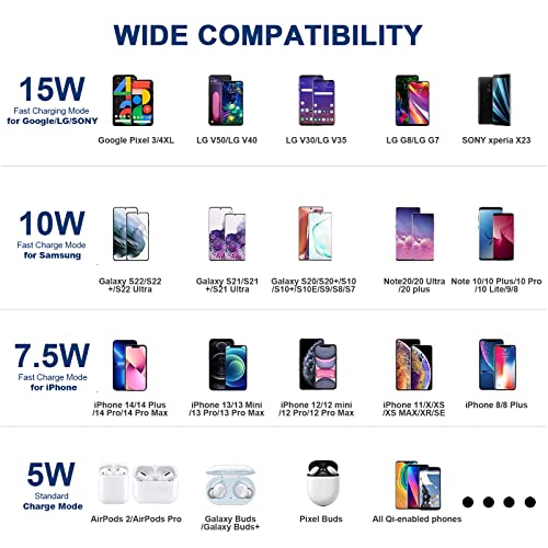 Image of COO Wireless Charger 15W Max Fast Wireless Charging Stand, Wireless Phone Charger for iPhone 14 /13 /12 /11 /X /XS Max /XR /8, Samsung Galaxy S22 /S21 /S20 /S10 /S9 /S8 /Note 20 /10 /9 Wireless Charging Pad