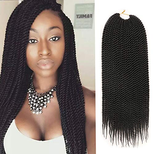 Una 18inch Senegalese Twist Crochet Hair Short Braids Small Havana Mambo Twist Crochet Braiding Hair Senegalese Twists Hairstyles For Black Women 27strands/pack(6Pieces -18inch, 1b)