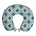 ABAKUHAUS Tribal Cojín de Viaje para Soporte de Cuello, Garabatear, Cómoda y Práctica Funda Removible Lavable, 30x30 cm, Multicolor