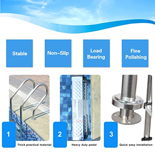 Barandal para piscina de acero inoxidable 2 peldaños miniatura 2