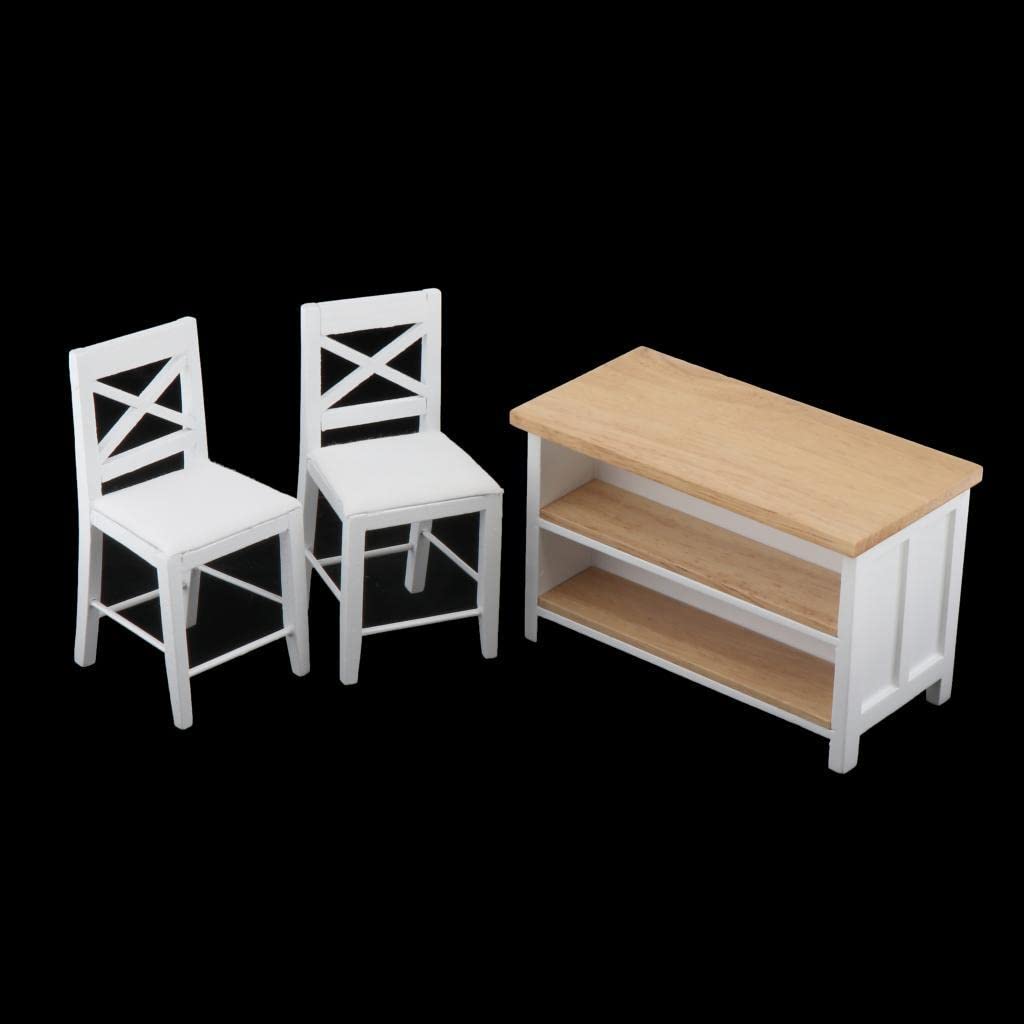 Casa delle Bambole Mini Hobby Set Mobili in Legno Miniaturizzato Accessori Realistici Sedia E Tavolo 1 12 Design Raffinato Fai da Te Adatta per, 3Pcs Cabinet Sedie