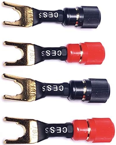 Spade Fork to Banana Binding Post Adapter, 4-Pack (Large Spade)