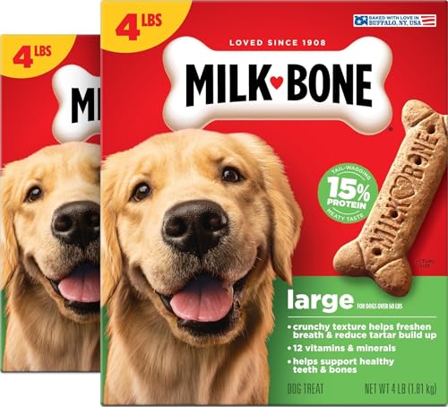 Image of Milk-Bone Original Biscuits Large Dog Treats, 2 (4 Lb.) Boxes | 4 lb. boxes, Tail-wagging meaty taste, 15% protein, For dogs over 60 lbs.
