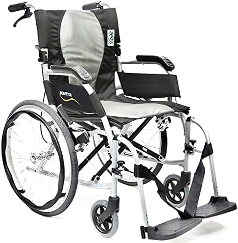 Karman Healthcare Ergonomic Wheelchair Ergo Flight with Quick Release Axles in 18" Seat, Frame, Pearl Silver