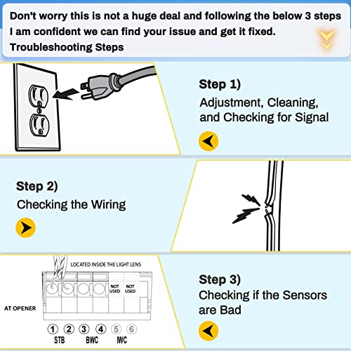 Image of Garage Door Sensors for Genie /Overhead, Garage Door Sensor GSTB-R STB-BL Compatible with Genie /Overhead Garage Door Opener Made After 1993, Item Includes Two Sensors (Receiving&Sending)