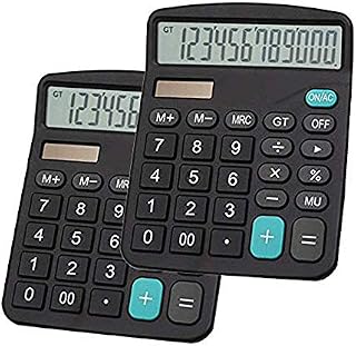 2 pcs Calculator,YEBMoo 12-Digit Solar Battery Basic Calculator, Solar Battery Dual Power Office Calculator, with Large LCD Display and Large Buttons (Battery Included) (2 x Calculator)