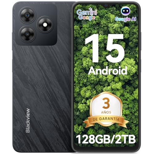 Blackview Android 15 Wave 8 Smartphone, 12GB+128GB/2TB TF, 6,56' 90Hz, 13MP+8MP, 4G Dual SIM Móvil, Octa-Core/Face ID/Fingerprint/OTG/GPS/Funda de Telefonos Moviles Libres (Gemini AI)