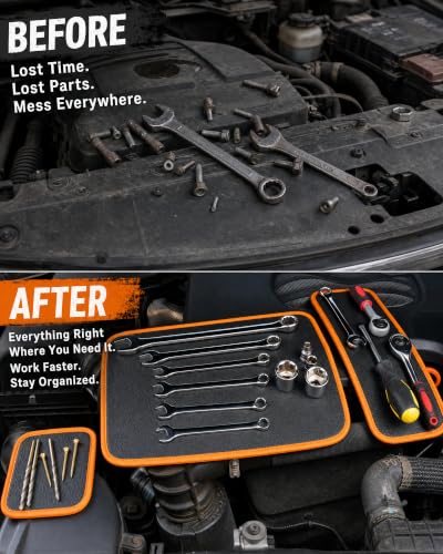 Image of 3-PCS Flexible Magnetic Tool Mat Set, Magnetic Organizer for Tools, Screws, Nuts & Metal Parts, Scratch-Free Design for Garage, Workshop & Auto Repair, Mechanic Gifts