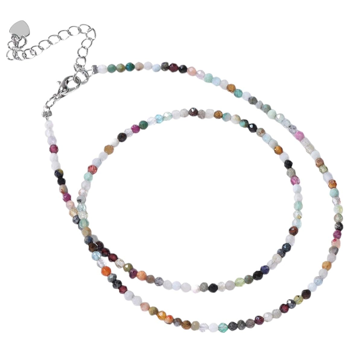 Nuevo para 2025 Collar de cuentas facetadas de 2 mm para mujer Piedra natural Cristal de ágata Ojo de tigre Cuarzo Gargantilla Joyería Accesorios de para mujer Regalo creativo