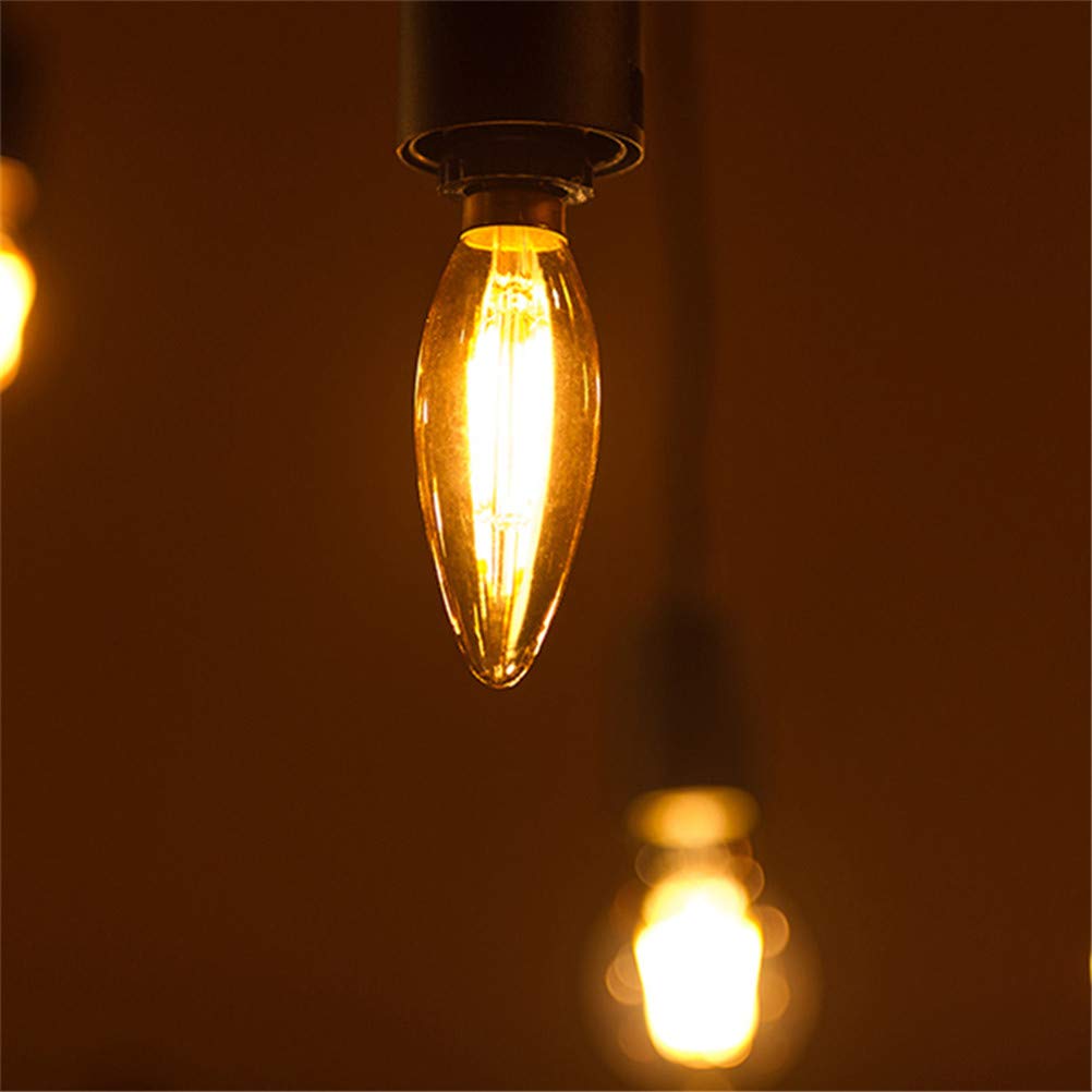 Lampadina, Lampadina a filamento Edison E14, 2200K/C35/4W, Luce ambrata, Lampada a Candela retrò a LED, Illuminazione Decorativa dimmerabile per la casa, 5 Pezzi