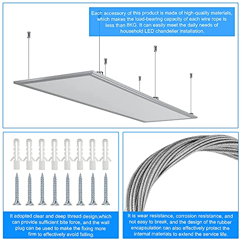 BUZIFU 8pcs Adjustable Picture Hanging Wires: 3.2FT Heavy Duty Stainless Steel Wire Rope 1.5mm Mirror Hanging Wire Cable Suspension for Celing Lights Paintings Billboards 140LBS by BUZIFU - Used condition - Image 4