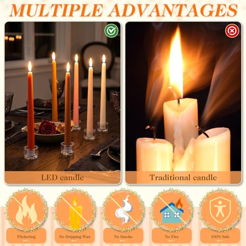 Baquler 24 Pcs 11'' Fall Flameless Taper Candles Brown LED Candlesticks by Baquler - Used condition - Image 6