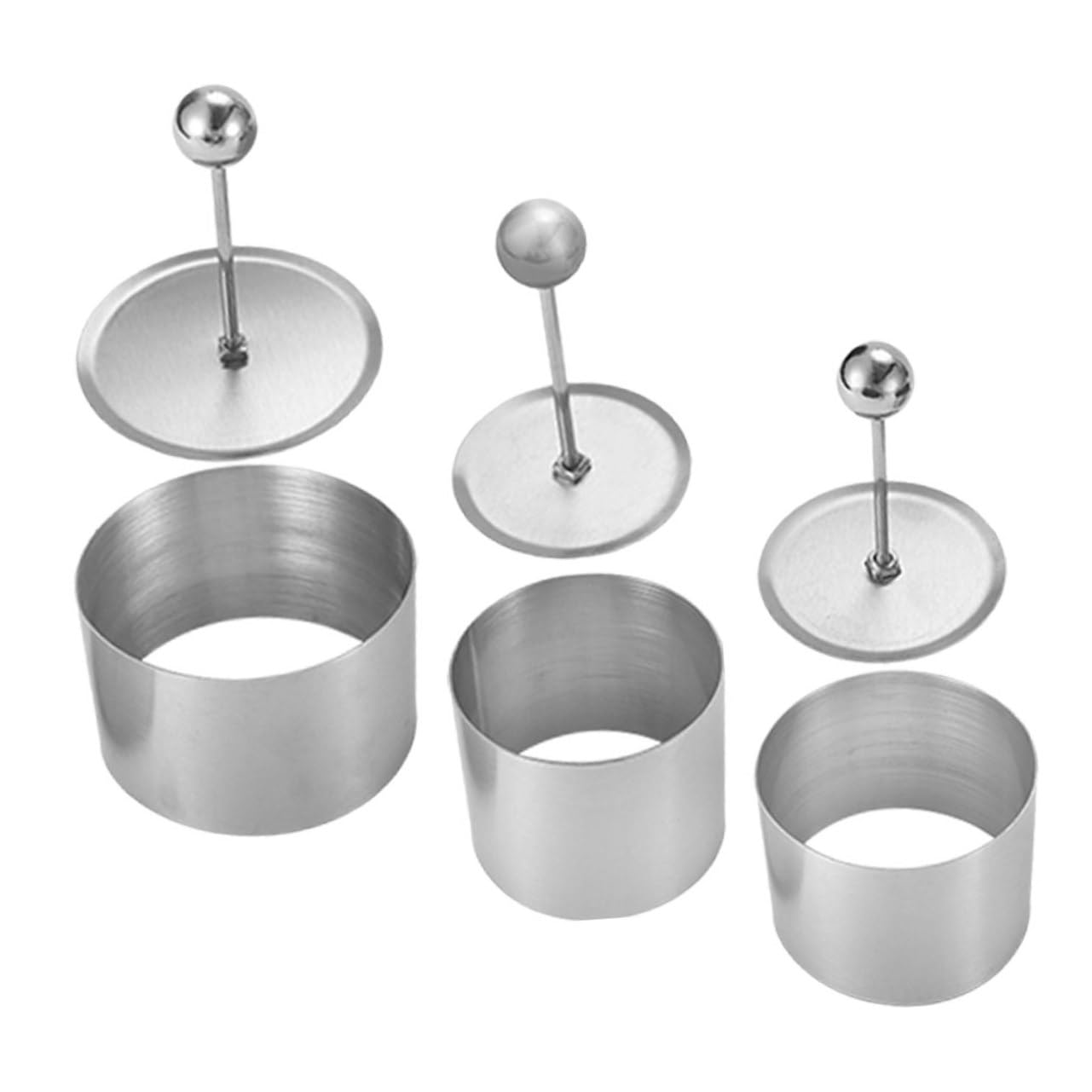 FUNOMOCYA 3sets Stainless Steel Mousse Cake Versatile Onigiri Maker and Tiramisu Mold for and Rice Creation for Baking and Dessert Decoration