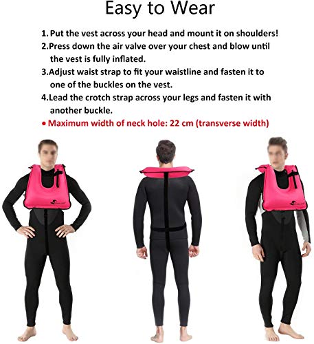 FORWEWAY Aufblasbare Weste,Schwimm Weste Schnorchelweste für Erwachsene und Jugendliche, Auftriebshilfe für Wassersport, Schnorcheln, Schwimmen, Surfen, 66-220 lbs(rosa)